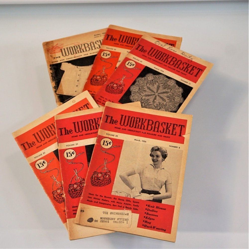 6 Issues The Workbasket Magazine 1956 Vintage Publication Home and Needlecraft